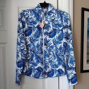 TOMMY BAHAMA Jacket Long Sleeve Active Full Zip Blue and White Sz Small NEW